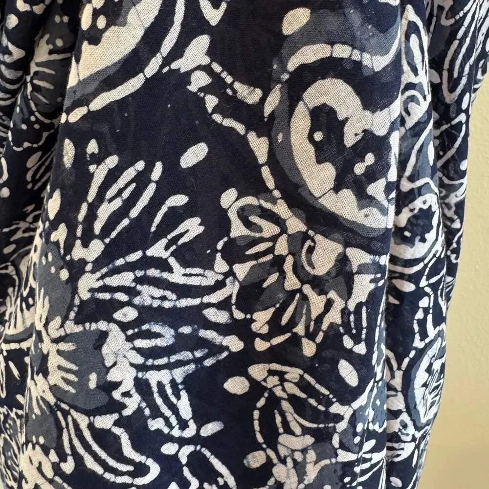Batek-Lah Navy/White Floral Batik Print Multi-Wear Convertible Sarong Scarf NWT